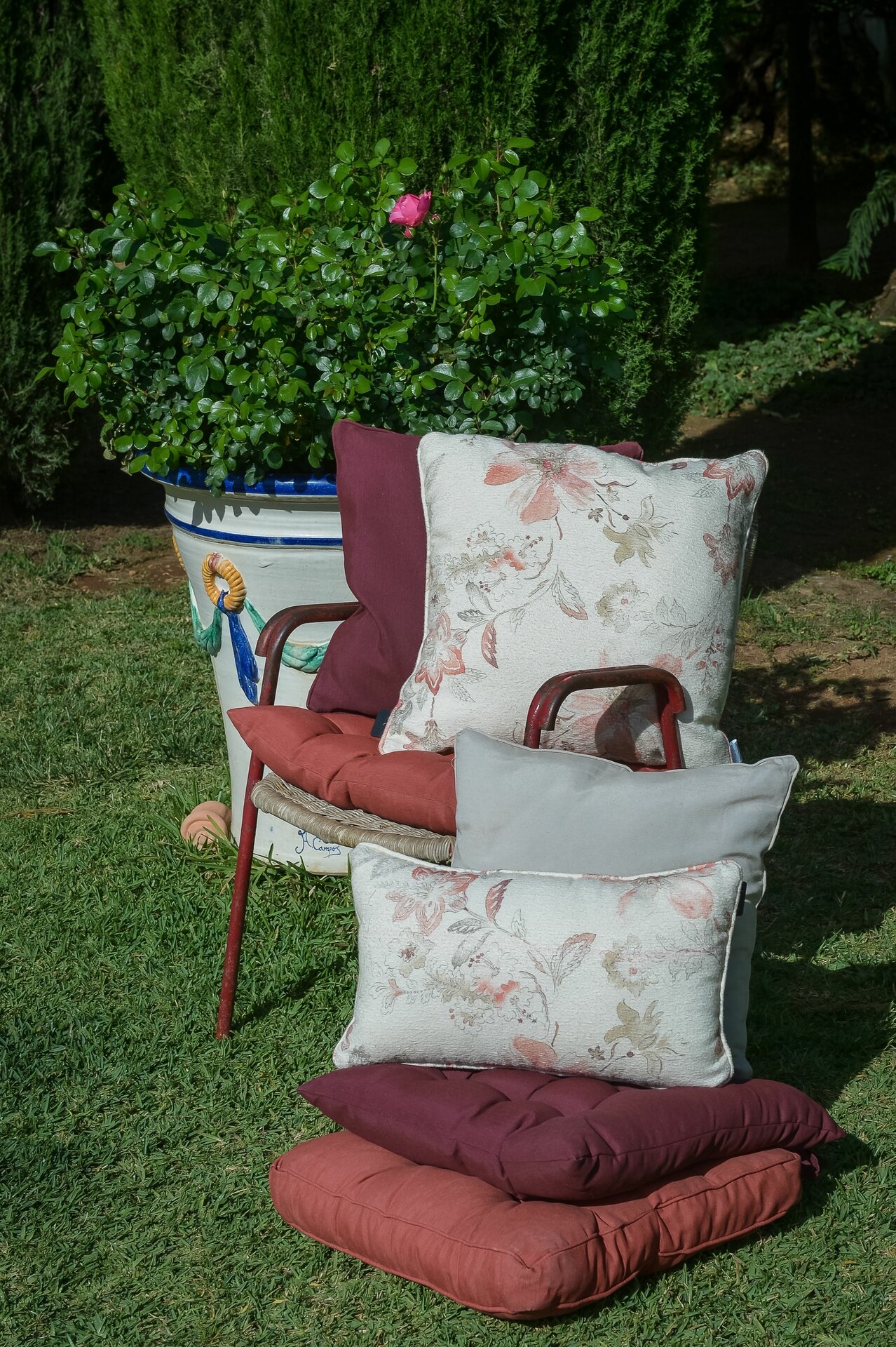 Florance kussen ca.47x47cm Panama bordeaux 2 stuks