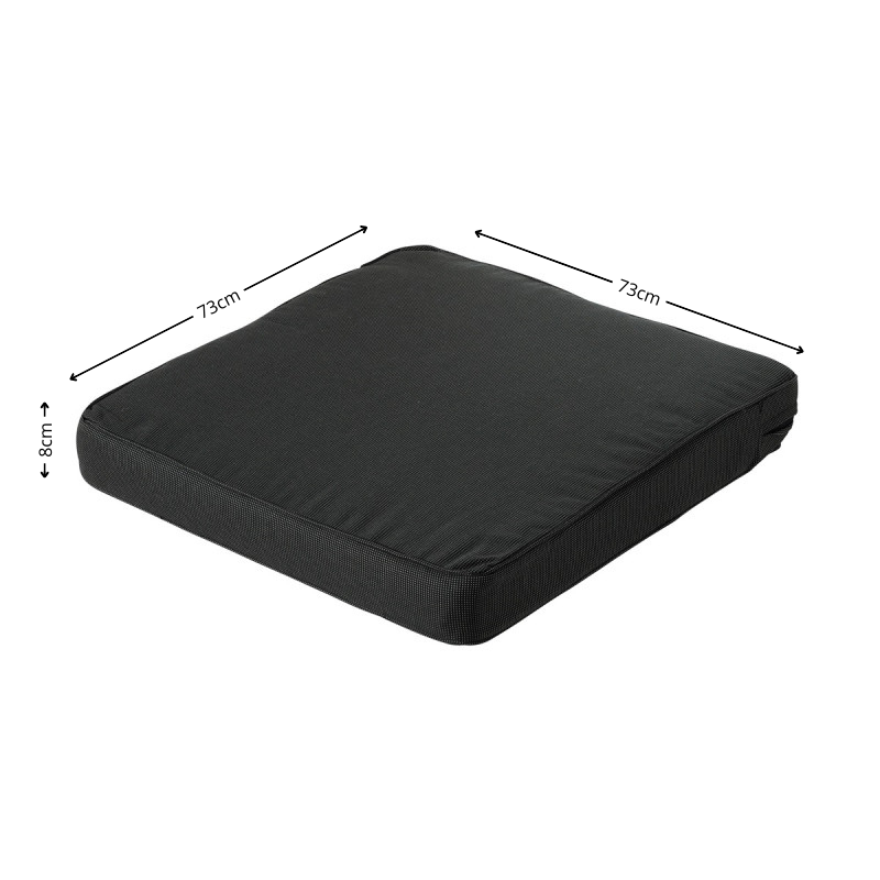 Lounge luxe ca.73x73cm Rib black 2 stuks