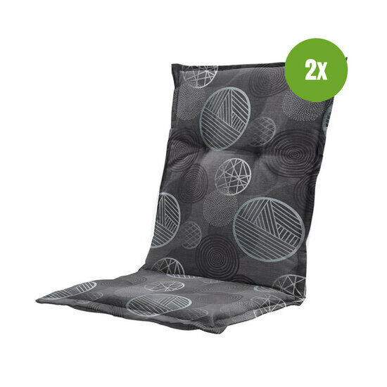 Kussen lage rug ca.105x50cm Circle grey 2 stuks