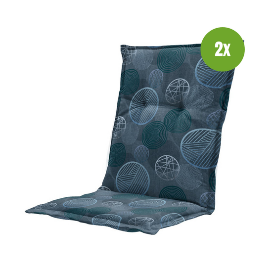 Kussen lage rug ca.105x50cm Circle blue 2 stuks