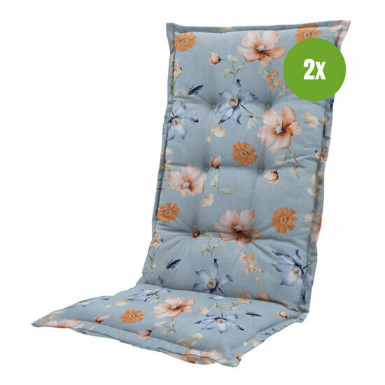 Kussen hoge rug ca.123x50cm Florina blue 2 stuks