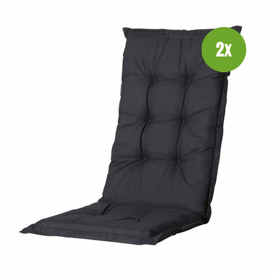 Kussen hoge rug ca.123x50cm Basic black 2 stuks