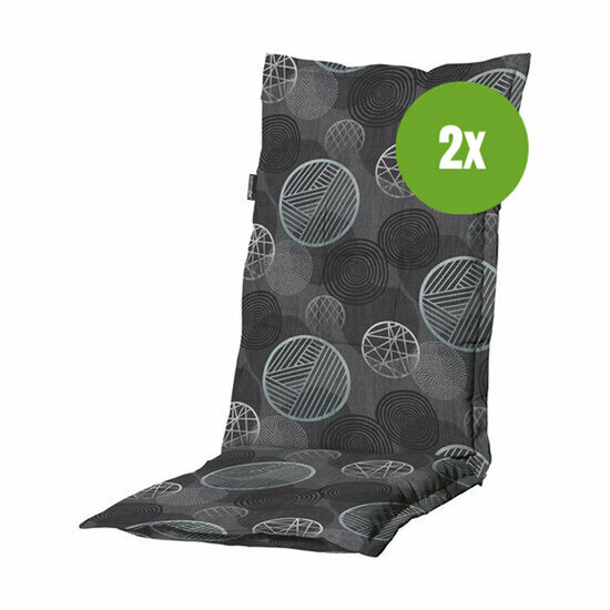 Kussen hoge rug ca.123x50cm Circle grey 2 stuks