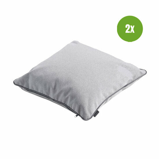 Sierkussen paspel ca.45x45cm Outdoor Manchester light grey 2 stuks