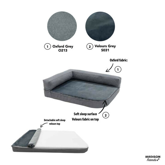 Hondenmand Royal large wasbaar ca.120x80x23cm Oxford grijs
