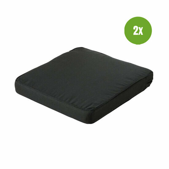 Lounge luxe ca.73x73cm Rib black 2 stuks