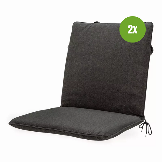 Stapelstoel kussen ca.97x49cm Dark grey canvas eco+ 2 stuks