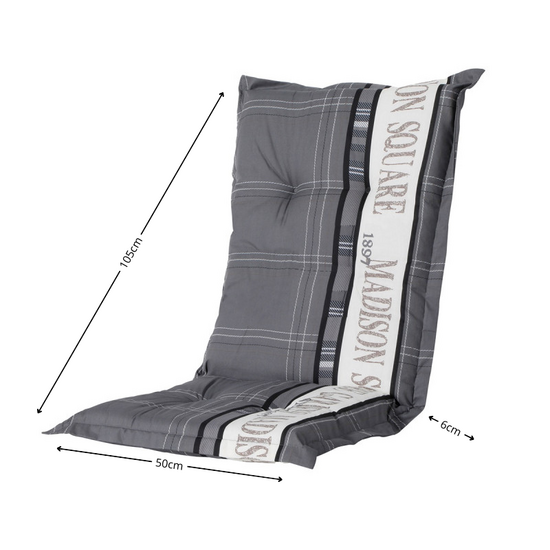 Kussen lage rug ca.105x50cm Madison garden grey 2 stuks