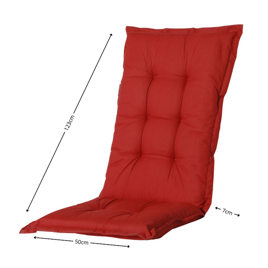 Kussen hoge rug ca.123x50cm Basic red 2 stuks